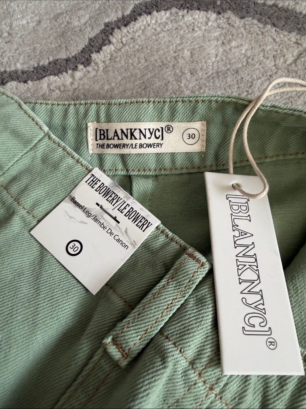 Blank NYC Barrel Leg High Rise Jeans in Pistachio Tone - Picture 13 of 13